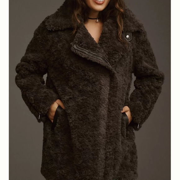 Anthropologie Dark Gray/Brown Teddy Jacket - Picture 7 of 7